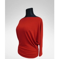 Tunika Amaya Nietoperz z marszczeniami na biodrach - koralowy